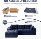 MAXYOYO 104" L Shaped Modular Sectional Sofa with Ottoman, Cloud Boneless Couch with Layered Cushion, Upholstered Sofa in a Box, Flexible Module Combination for Living Room, No Assembly, Navy