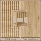 Fluted Night Stand with Golden Handle,Mid-Century Nightstands with Drawer,Modern Bedside Table with Storage Shelf,Large End Tables for Livingroom,Bed Side Tables for Bedroom,Natural Oak