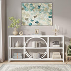 Tribesigns 70.9 inch Sofa Console Table, Modern Extra Long Entryway Tables with 3 Tier Storage Shelves Metal Frame for Foyer Hallway Living Room Behind Couch, Pure White