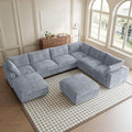 Cloud Modular Sectional Sofa, 8 Seater Oversized Sectional Couch, 157.4" U-Shaped Convertible Couches with 2 Ottomans, Deep Couches for Living Room, Washable & Replaceable Covers, Gray