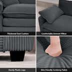 mikibama Luxury 3 Piece Sofa Set, 3-Seater & 2 Loveseat Couch Set, Modern Corduroy Comfy Cloud Couches Set for Living Room Office with 6 Armrest Pillows and 7 Toss Pillows, Grey
