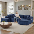 134''Oversized Modular Sectional Sofa Boneless Cloud Couch with Chaise Comfy Sectional Couches for Living Room,Bedroom,Apartment (Blue, 134''W U-Shaped)