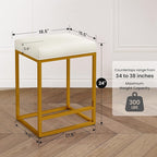 PHI VILLA White and Gold Bar Stools Set of 2 - Thick Cushion Metal Steel Frame Base with Footrest 24 Inch Barstools, Counter Height Bar stools