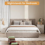 3-Piece Modern Bedroom Furniture Set, Wide 9-Drawer Dresser & 2-Drawer Nightstands Set of 2, Natural Wood Dresser and Nightstand Sets for Bedroom, Hallway, White