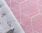 Unique Loom Trellis Frieze Collection Area Rug - Geometric (3' Square, Light Pink/ Ivory)