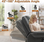 Luxlen Power Lift Recliner Chair for Elderly, Dual Motor Massage Recliner with Lumbar Heat, Heavy Duty Motion Mechanism Lift Chair with Charge Ports, Faux Leather - Gray