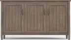 SIMPLIHOME Lev SOLID WOOD 60 inch Wide Contemporary Wide Storage Cabinet in Smoky Brown for the Living Room, Entryway and Family Room