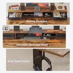 Agilestic 48 Inch Electric Standing Desk with Drawers, Adjustable Desk with Storage Shelf, Stand Up Home Office Computer Table, Splice Board, Rustic Brown