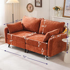 73'' Loveseat Sofa with All Seats Storage, Modular Sectional Couch with Deep Seat,Oversized Comfy Couch with 7.8'' Cushion for Living Room,Bedroom,Velet,Orange