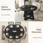 Aivermel 43.3‑59 in Extendable Oval Dining Table for 4‑6, Engineered Wood Round Dining Table with Hidden Extension Storage &Bottom Shelf, Space‑Saving Modern Kitchen Living Room Tables (Vintage Black)