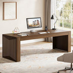 Tribesigns 79-Inch Extra Long Desk, Two Person Double Desk for Home Office, Wooden Long Computer Desk Writing Table for Office, Dark Brown