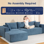 2025 New 108" Cloud Couch Sectional, Modular Sectional Sofa with L-Shaped Chaise, Deep Seat Sectional Modular Couch for Living Room, No Assembly Required (Blue, Chaise Ottoman)