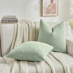FUTEI Sage Green Decorative Throw Pillow Covers 16x16 Inch Set of 2,Soft Cozy Wheat Ear Striped Patterns Cushion Cases,Modern Home Decor for Couch Bed Living Room