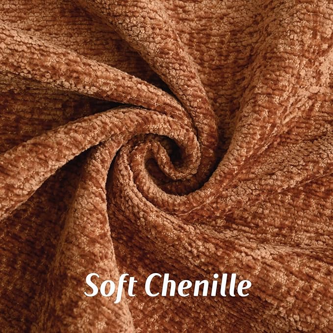 FUTEI Rust Chenille Throw Pillow Covers 16x16 Inch Set of 2,Soft Cozy Bound Edge Design Cushion Case,Home Decor for Couch Bed Living Room