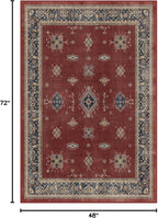 RUGGABLE Washable Vintage Area Rug – Verena Amber Red 4x6, Stain-Resistant, Non-Slip – Medium Machine Washable Rugs for Living Room, Bedroom, Hallway, Entryway & Office–with Standard Pad