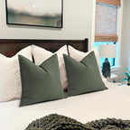 ZWJD Army Green Pillow Covers 22x22 Set of 2 Chenille Throw Pillow Covers with Elegant Design Soft and Luxurious Decorative Throw Pillows for Couch, Bed, and Home Decor