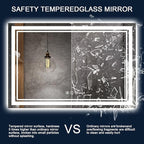 77x36 Inch LED Bathroom Mirror with Lights, Backlit and Front Lighted Bathroom Mirrors for Wall, Anti-Fog Dimmable Memory Shatterproof LED Vanity Mirror for Bathroom