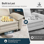 HERA'S HOUSE Oversized Modular Sectional Sofa, 158" L Shaped Cloud Couch with Ottoman and Throw Pillow, Mixed Fabric Sleek Couches for Living Room, Beige