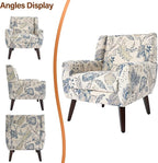 Accent Chair, Modern Fabric Armchair for Living Room, Comfy Upholstered Arm Chair Tufted for Indoor Bedroom Office Room (Pattern Leaf)