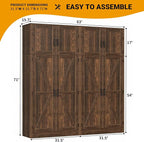 Unikito 71” Tall Storage Cabinet, Farmhouse Kitchen Pantry Cabinet with Adjustable Shelves and Barn Doors, Versatile Storage Cupboard for Dinning Room, Bathroom, Living Room, Weathered Brown, 2 Pack