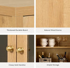 Sideboard Buffet Cabinet Set of 2, Storage Cabinet with Adjustable Shelf Modular Accent Display Case with Acrylic Doors Console Table for Living Room Kitchen Entryway, Natural Oak