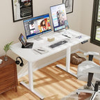 Shahoo 45.2 Inch Standing Desk, Electric Height Adjustable Computer Desks with Hook and Cable Hole, White
