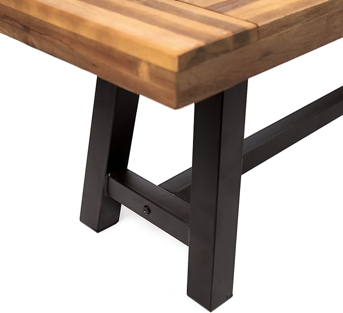 Christopher Knight Home Carlisle Outdoor Acacia Wood and Rustic Metal Bench, Sandblast Finish / Rustic Metal 14. 75 x 63 x 17. 50 inches