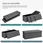 SONGMICS MAZIE Collection - 43 Inches Storage Ottoman, Foldable Storage Bench with Flipping Lid, 660 lb Load Capacity, for Entryway, Living Room, Bedroom, Dark Gray ULSF76GYZ