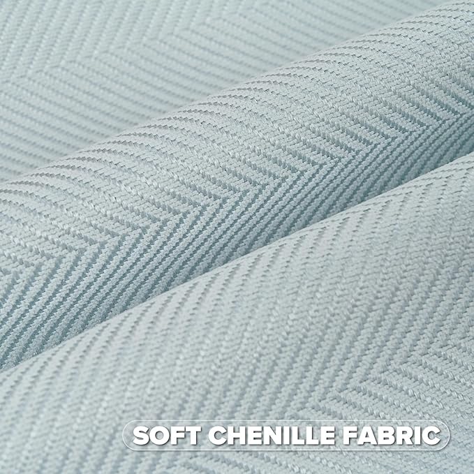 FUTEI Light Blue Chenille Throw Pillow Covers 26x26 Inch Set of 2,Soft Wide Chevron Textured Euro Pillow Shams,Farmhouse Home Decor for Couch Bed Living Room