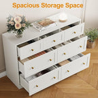 RoyalCraft 7 Drawer Dresser, 47'' Wide Modern Chest of Drawers with Gold Knobs, Wooden TV Stand Storage Organizer for Bedroom, Living Room, Entryway, White