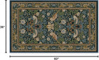 RUGGABLE x Morris & Co Washable Area Rug – Strawberry Thief Indigo 3x5, Stain-Resistant, Non-Slip – Small Machine Washable Rugs for Living Room, Bedroom, Hallway, Entryway & Office–with Standard Pad