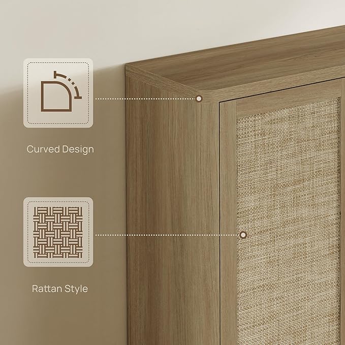 SICOTAS Rattan Shoe Storage Cabinet - Modular Shoe Cabinets with Door Tall Large Shoe Cabinet Storage for Entryway - 65.6" Wide Modular Cabinet for Hallway, Living Room