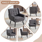 Dolonm Midcentury Modern Teddy Accent Chair with Arms, Upholstered Reading Side Chair Tufted Back Decorative Wingback Chair for Living Room Bedroom (Grey)