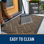OLANLY Front Door Mat Indoor Outdoor Entrance, Waterproof All-Season, All-Weather Doormat, Sturdy Natural Rubber, Low Profile, Easy Clean Patio Porch Entryway Mat, Herringbone Brick (Brown, 47x17)