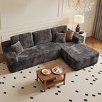 104" Cloud Sectional Couch with Chaise, Boneless L-Shaped Cloud Couch with Deep Seat, Soft Plush Modern Minimalist Sofa, Assembly Free Comfy Sofa for Office Living Room Apartment(Grey, Right Chaise)