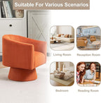 Swivel Accent Chair Set of 2, Modern 360° Swivel Barrel Chair, Corduroy Upholstered Single Sofa for Living Room, Bedroom(Orange)