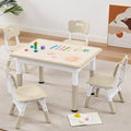 Adjustable Kids Table Chairs Set – Graffiti Desktop, Multi-Activity Height-Adjustable Toddler Study Desk for Ages 3-8 – Ideal for Home, Classroom, Daycare (W-Wood, 4 Chairs-31.5" L x 23.6" W)