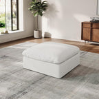 Ottoman,Down Filled Comfort Footrest,Modular Sectional Cloud Sofa for Living Room,Removable Washable Cushion Covers Couch for Apartment,White