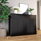 49" Black Buffet Cabinet with Doors & Drawers, Modern Kitchen Storage Sideboard, Coffee Bar Console for Dining Room, Living Room, Entryway