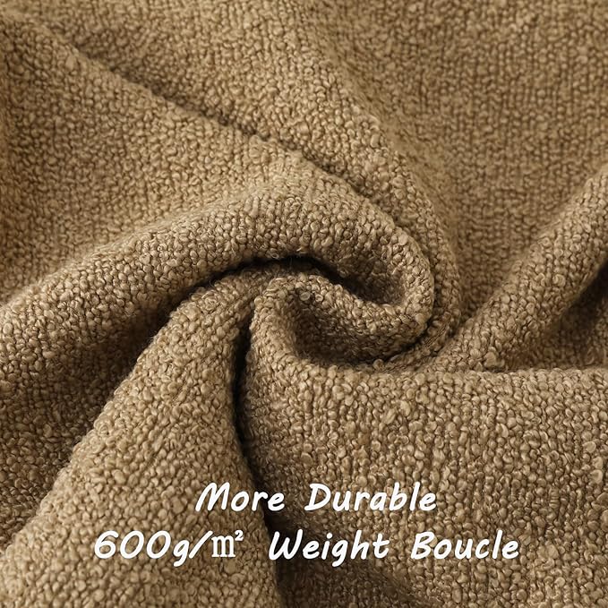 FUTEI Pack of 2 Khaki Decorative Throw Pillow Covers 20x20 Inch Soft Cozy Solid Boucle Textured Cushion Case,Modern Home Decor for Couch Bed Living Room