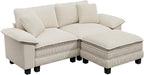 87-Inch L Shaped Sectional Sofa with Cloud Cushions, Deep Seat Modular Couch Set w/ 3 Seats & 1 Ottomans, Removable Arms, Plush Corduroy Upholstery for Living Room, Apartment - Beige