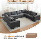 Modular Sectional Cloud Couch for Living Room,Modern Boneless Couche Set with Plush Corduroy,Comfy Floor Sofa with Memory Foam,Stupendous U Shaped Sofa,No Assembly Required,Grey