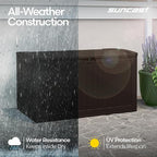 Suncast 134-Gal. Waterproof Resin Extra-Large Outdoor Patio Deck Box with Pad-Lockable Lid, Modern Outdoor Patio Bench/Storage Box for Cushions, Garden Tools, and More, Java