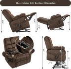 3-Motor Lift Chair with Adjustable Seat Height Zero Gravity Lay Flat Recliner with Heat Massage, Big Man Lift Recliners 400 lbs for Elderly Storage Cup Holders, Tall Man Recliner