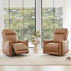 Watson & Whitely Power Swivel Rocker Recliner, Reclining Chair with Memory Foam for Living Room, Faux Leather RC011 (Camel)