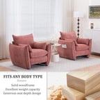 Chenille Oversized Accent Chairs, Modern Oversized Armchair with Removable Pillow, Comfy Living Room Chair with Side Pocket Storage for Bedroom, Office, Pink