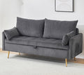 Furnimart 2-Seater Storage Loveseat for Small Spaces, 62“ Corduroy Couch with Removable Cushion Cover and Metal Leg for Bedroom, Apartment, Tiny Homes and Lofts, Gray