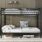 Bellemave Queen Over Queen Bunk Bed for Adults, Queen Size Bunk Beds Frame with 2 Side Ladder and Full Length Guardrail, Easy Assemble Bunkbeds, Noise Reduced, Mattress Not Included, Black