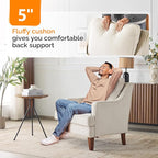 VINGLI Mid-Century Modern Accent Chair, Beige Upholstered Armchair Comfy Sofa Chair Reading Chair High Back for Living Room Bedroom Furniture Apartment
