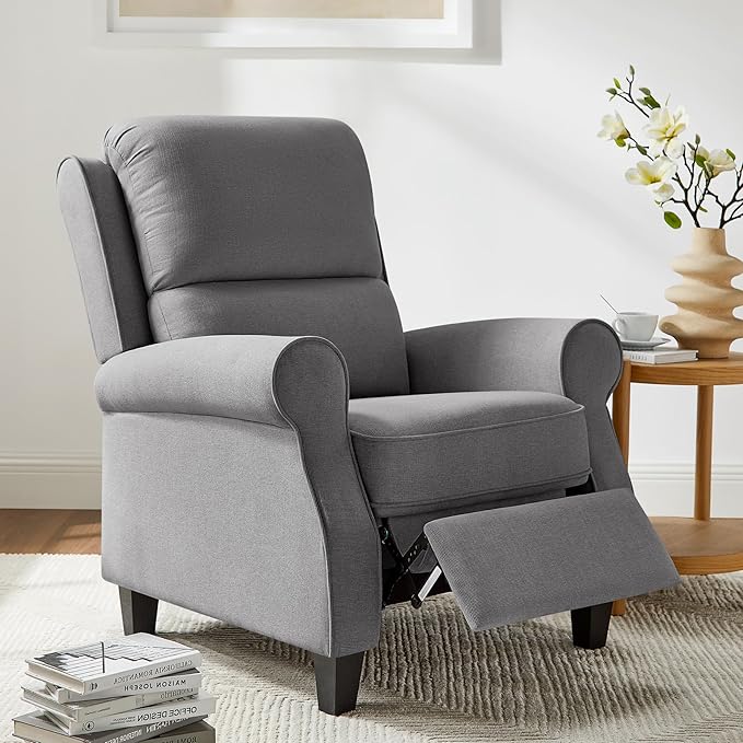 Recliner Chair for Living Room, Modern Reclining Sofa Home Theater Seating with Upholstered Push Back, Mid-Century Reclining Armchair with Lumbar Support, Bedroom, Reading Nook, Office, Set of 2